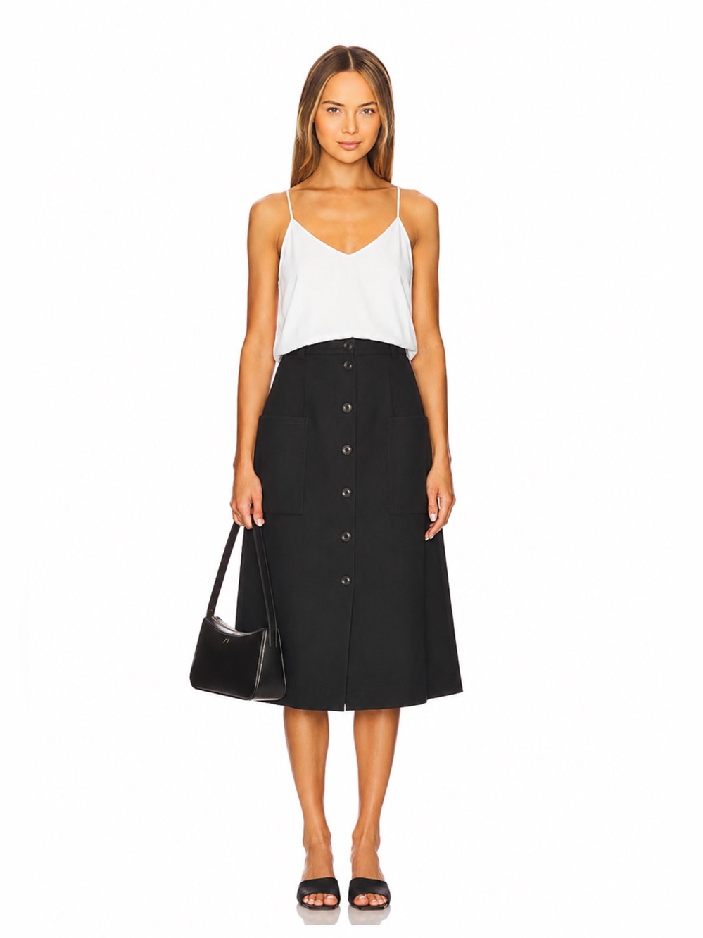 OAK + FORT Button Front Skirt